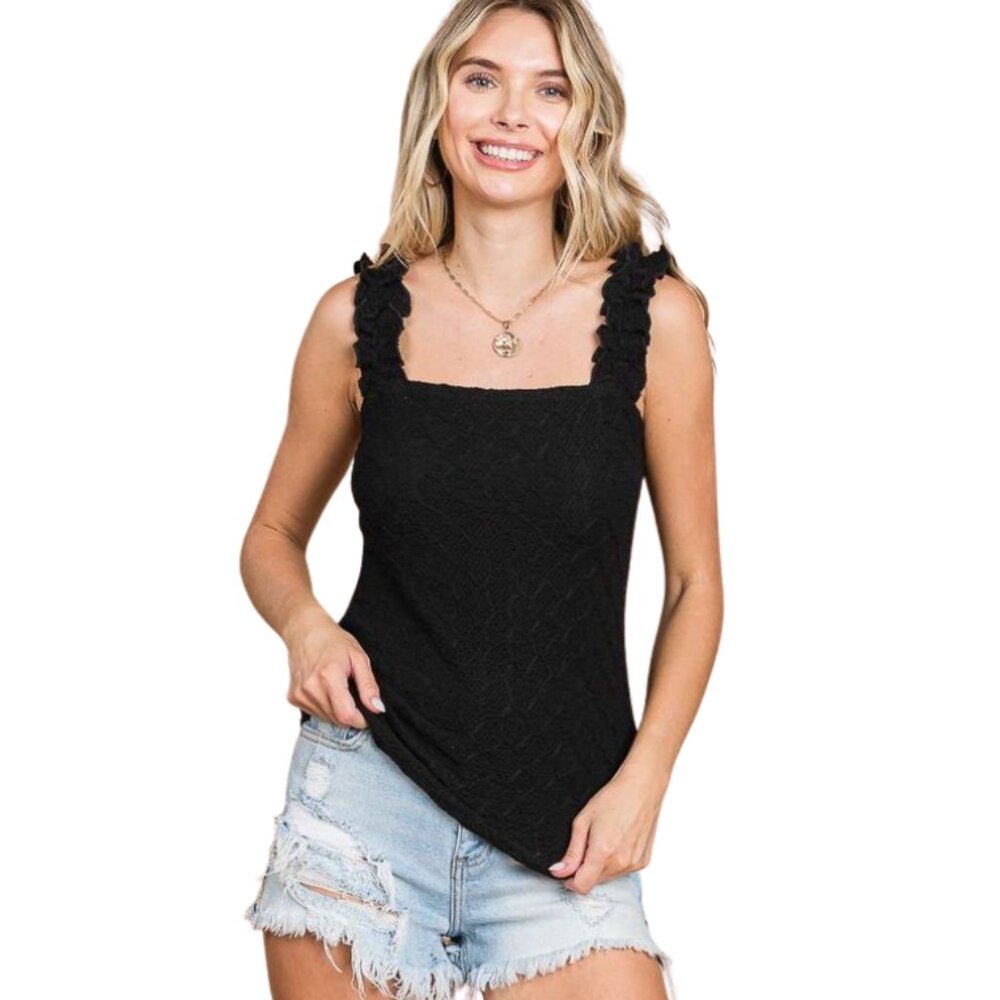 FINAL ONE 🔥Ruffle Strap Tube Top in Black Size L